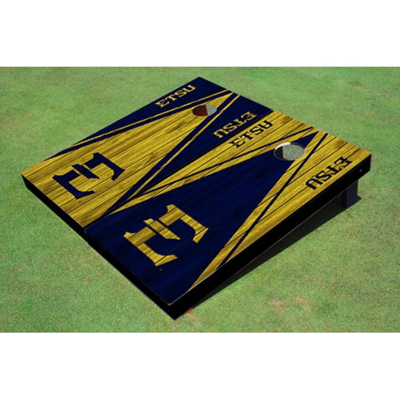 East Tennessee State University E Alternating Wood Look Triangle Cornhole Boards