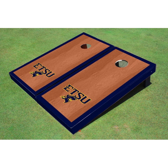 East Tennessee State University ETSU Navy Rosewood Matching Border Cornhole Boards