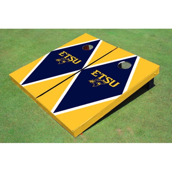 East Tennessee State University ETSU Navy and Yellow Matching Diamond Cornhole Boards