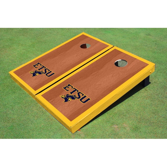 East Tennessee State University ETSU Yellow Rosewood Matching Borders Cornhole Boards