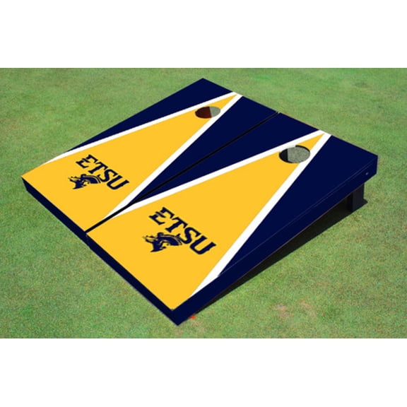 East Tennessee State University ETSU Yellow and Navy Matching Triangle Cornhole Boards
