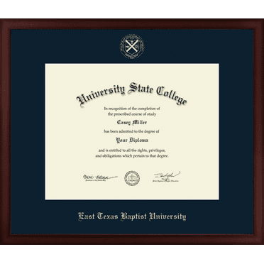 East Texas Baptist University Diploma Frame, Document Size 14" x 11"