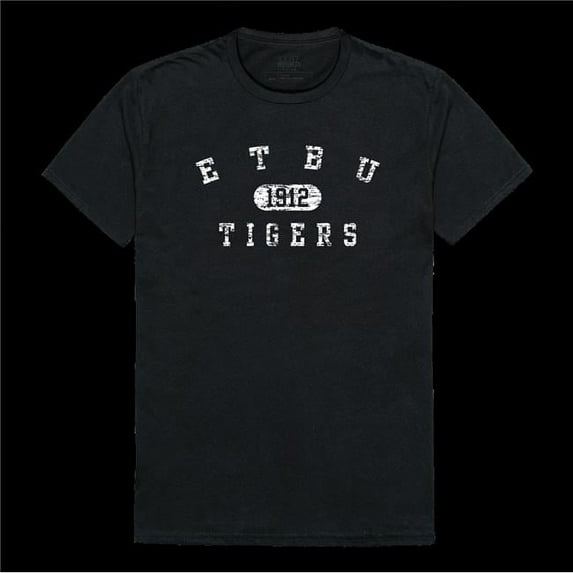 East Texas Baptist University Tigers Distressed Arch College T-Shirt, Black - Extra Large