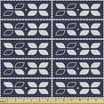 thumbnail image 1 of Ambesonne East Fabric by the Yard Upholstery, Japanese Art Style 4 Petals, 1 Yard, Dark Blue Grey and Coconut, 1 of 5