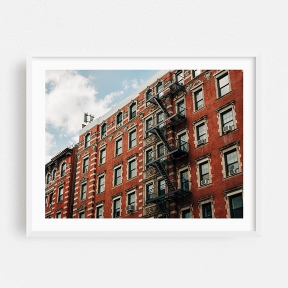 East Village Architectural 03 - Manhattan New York Photography Architecture Cityscape Vintage Street Photography Art Deco White Framed Wall Art Print 5 x 7 inches