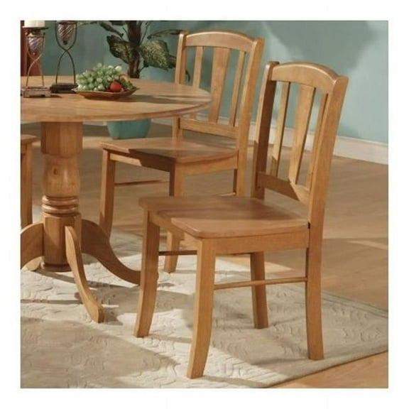 East West DC-OAK-W Dublin Chair with Wood Seat- Oak - Pack of 2