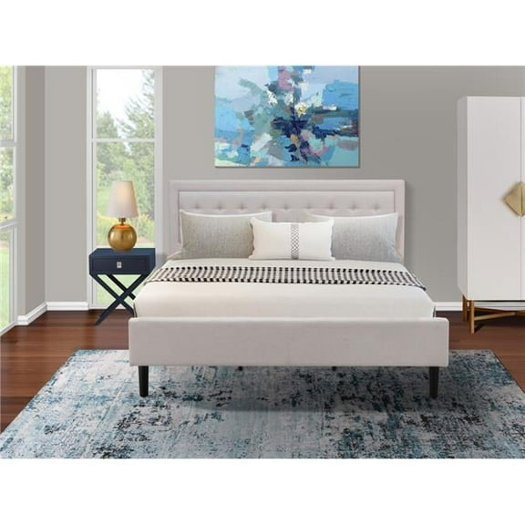 East West Furniture 2 Piece Fannin Bedroom Furniture Set - Mist Beige, Black & White