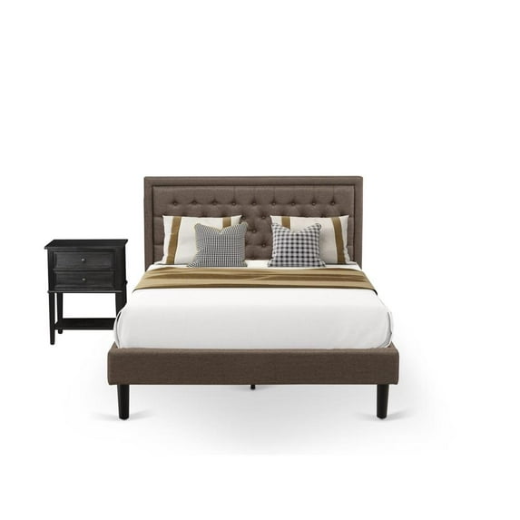 East West Furniture 2-piece Traditional Wood Queen Bed Set in Brown