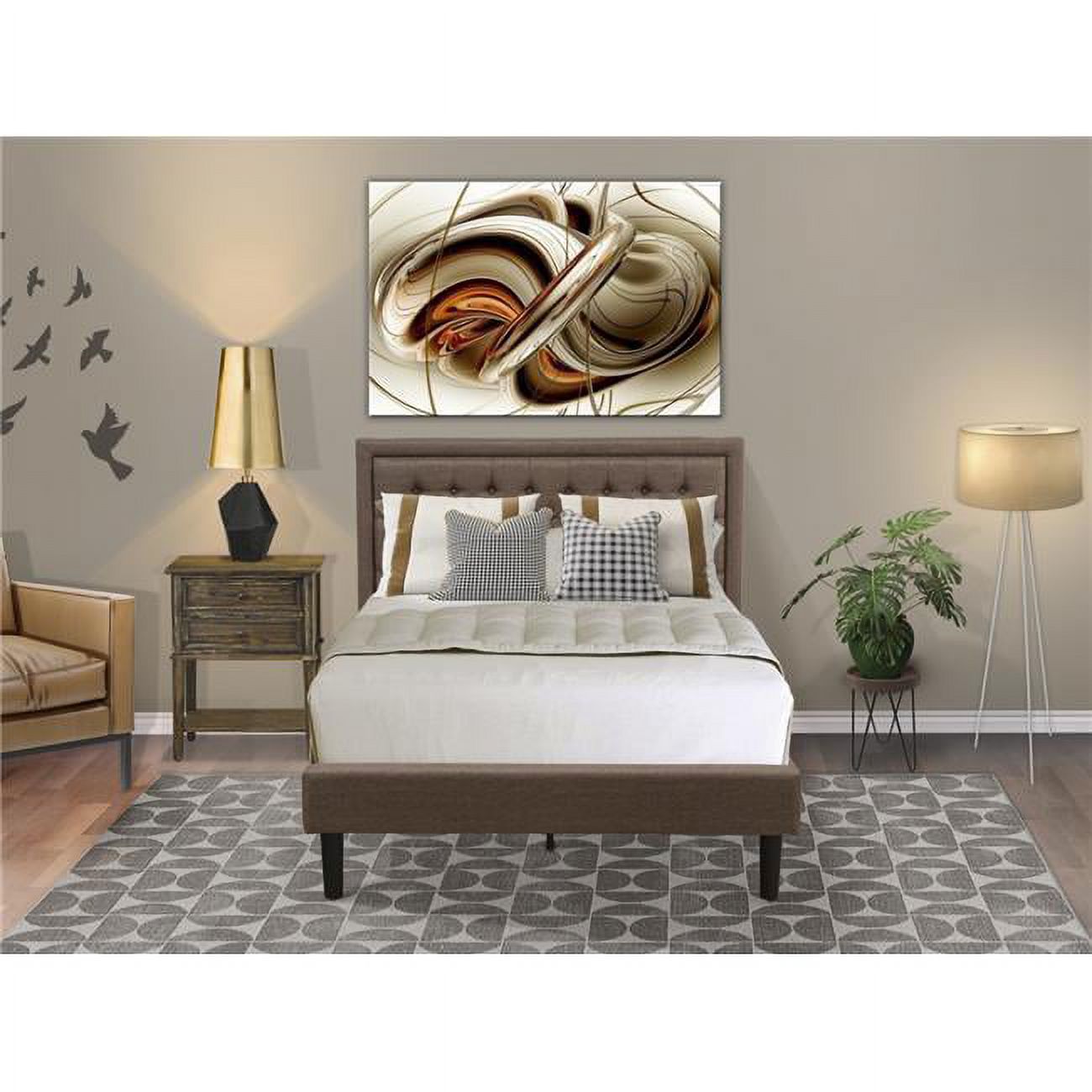 East West Furniture 2-piece Wood Bedroom Set in Brown/Distressed Jacobean - image 1 of 5