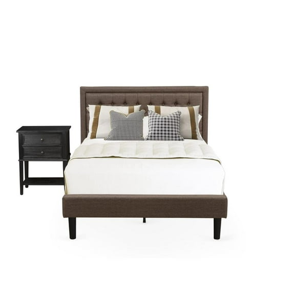 East West Furniture 2-piece Wood Bedroom Set in Brown/Wire Brushed Black