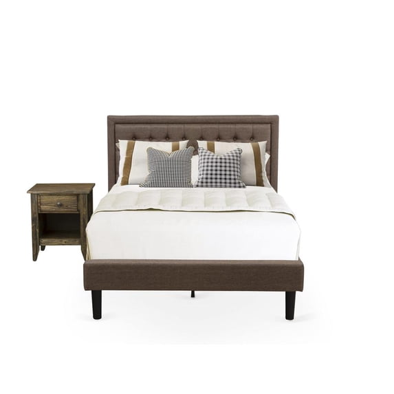 East West Furniture 2-piece Wood Full Bedroom Set in Brown/Jacobean