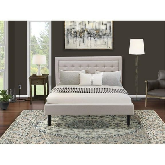East West Furniture 2-piece Wood Platform Bedroom Set in Mist Beige/Jacobean