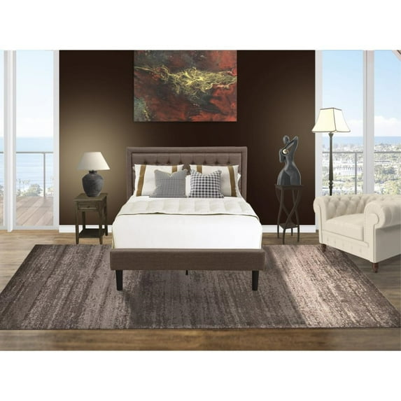 East West Furniture 2-piece Wood Platform Full Bedroom Set in Brown/Jacobean
