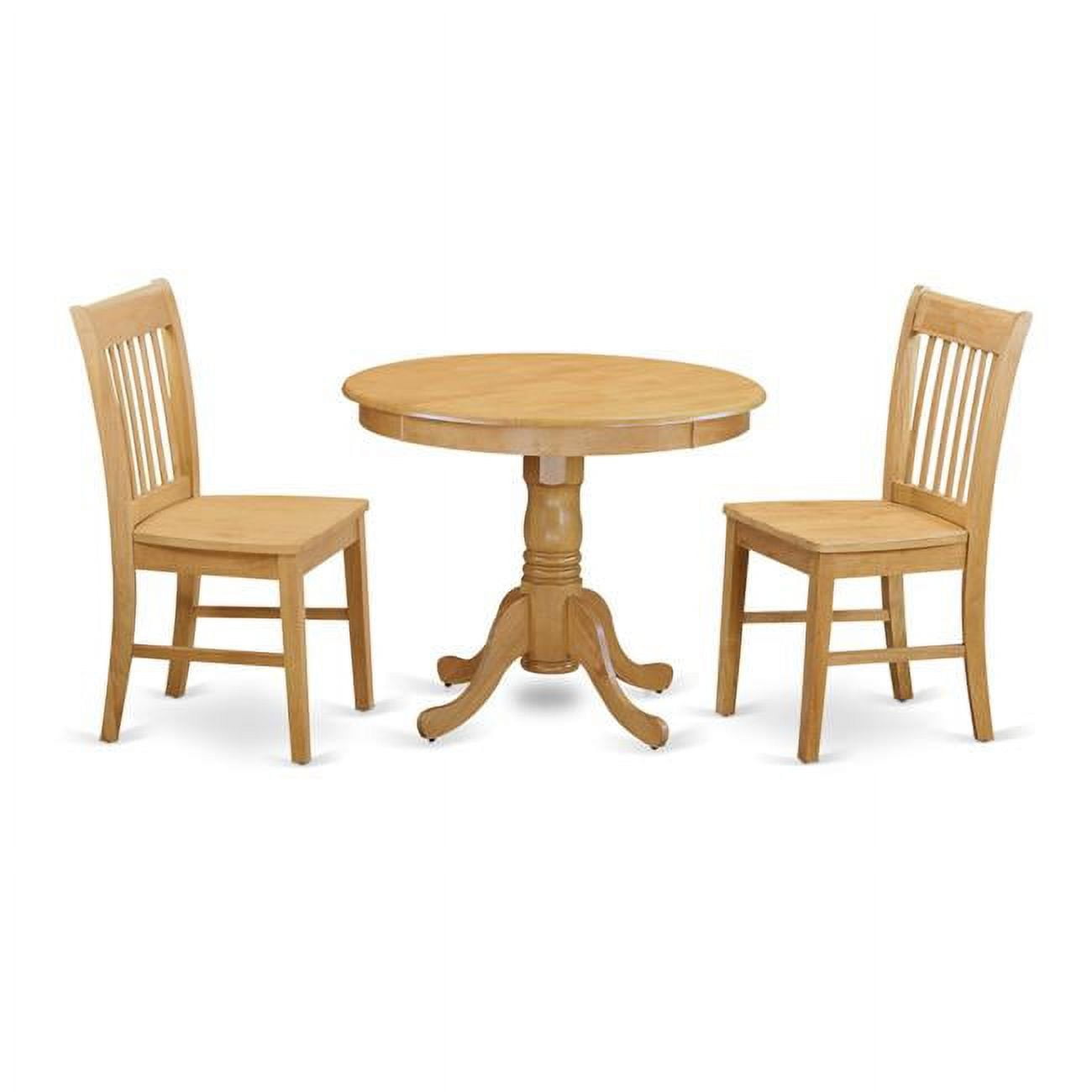 East West Furniture Dining Small Kitchen Table & 2 Chair, Oak