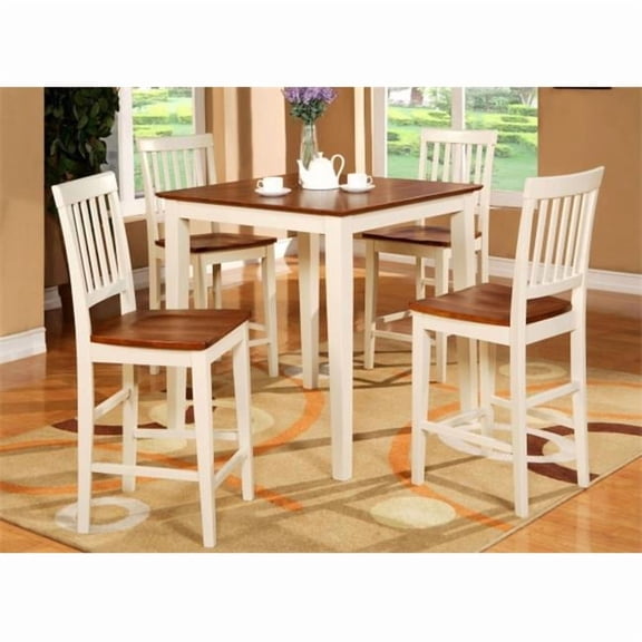 East West Furniture 3 Pc pub Table set-Square pub Table and 2 counter height Chairs