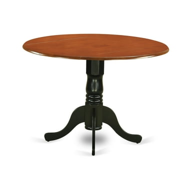 East West Furniture  3 Piece Dinette Set Contains a Round Dining Table and 2 Dining Chairs, Black & Cherry (Seat Options) DLPF3-BCH-W DLPF3-BCH-W