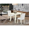 thumbnail image 1 of East West Furniture 3-Piece Dining Set-A Wood Table and 2PU Leather Modern Dining Chairs with High Back - Linen White Finish, 1 of 10