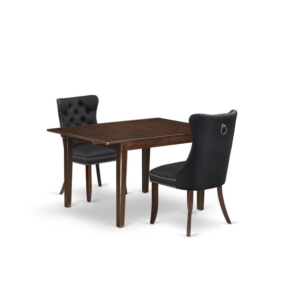 East West Furniture 3 Piece Dining Set Consists of a Rectangle Kitchen Table with Butterfly Leaf