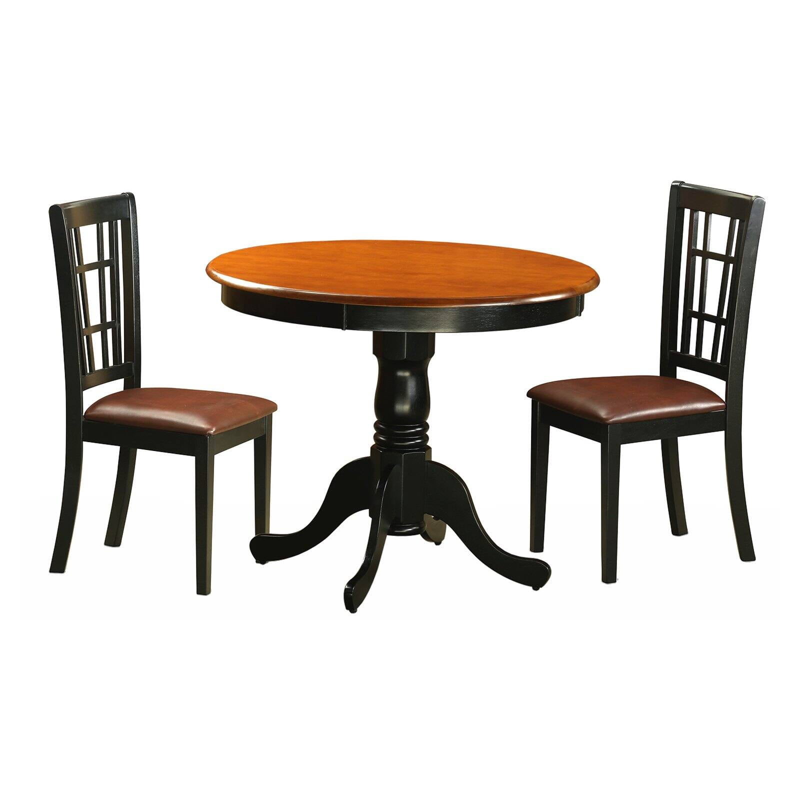 East West Furniture 3 Piece Dining Table Set A Round Kitchen Table and