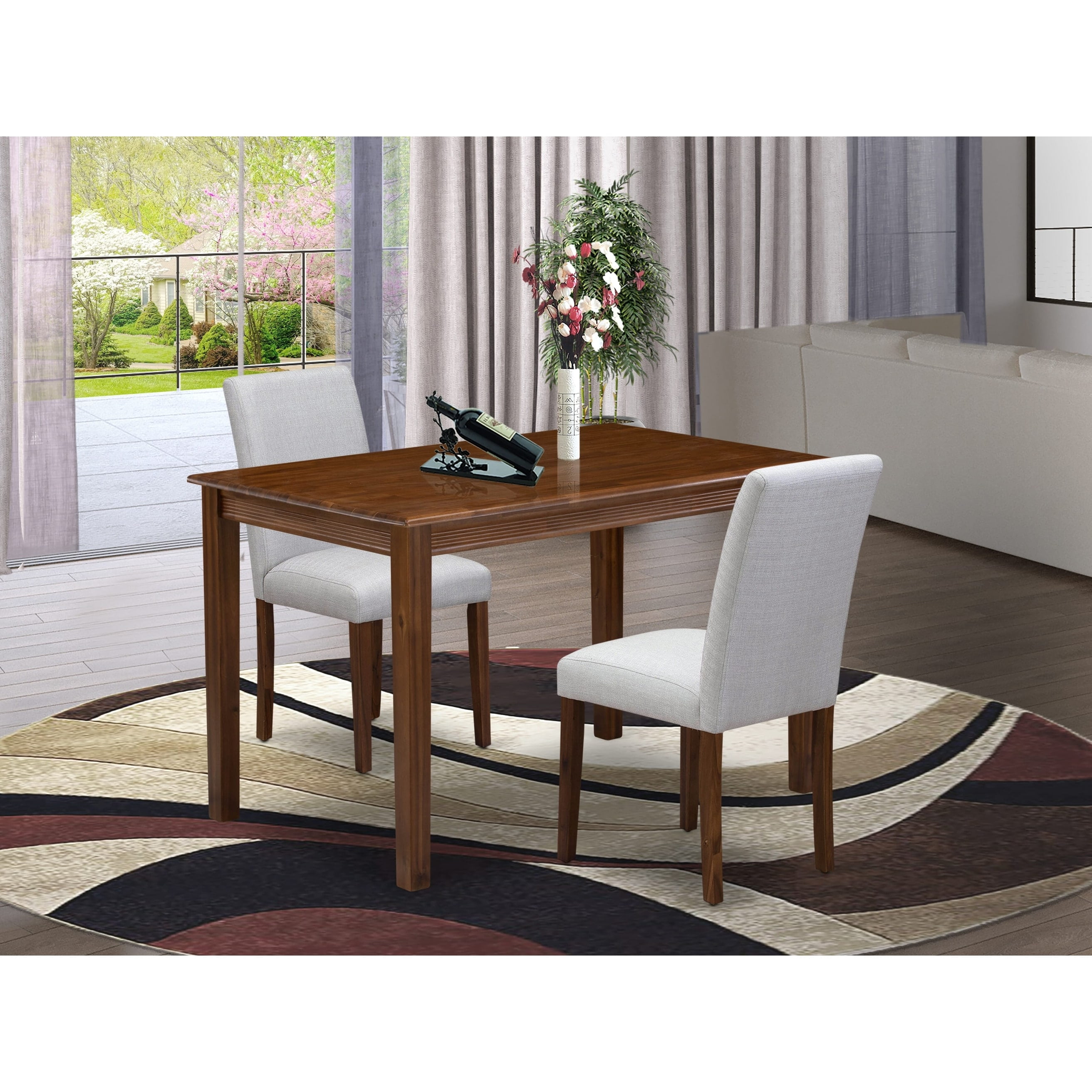 East West Furniture 3 Piece Dining Table Set Consist of a Rectangle ...