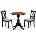 thumbnail image 1 of ESBR3-BCH-17 - Kitchen Dining Table and 2 Stylish Padded Chairs - Black Finish, 1 of 2