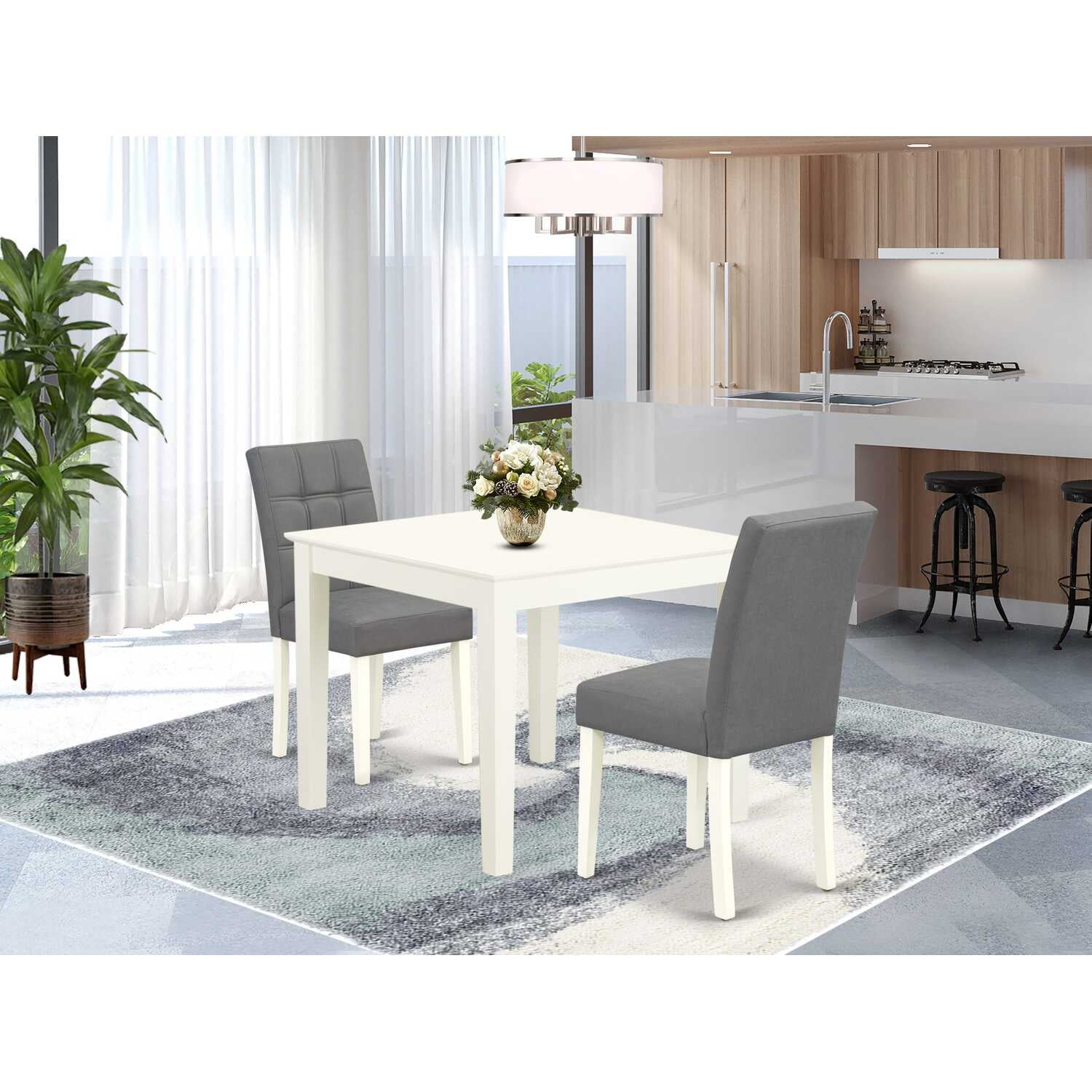 East West Furniture 3 Piece Dinner Table Set consists A Dining Kitchen ...
