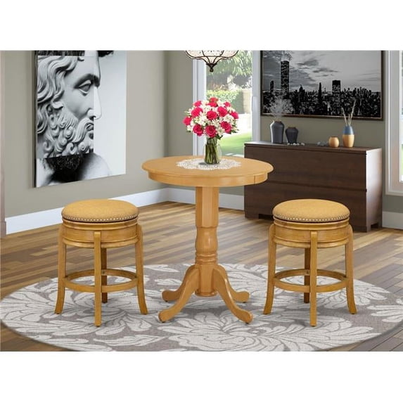 East West Furniture Eden 3-piece Traditional Wood Dining Set in Oak
