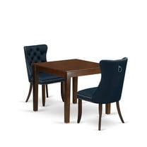 East West Furniture 3 Piece Kitchen Table & Chairs Set Consists of a Square Modern Dining Table