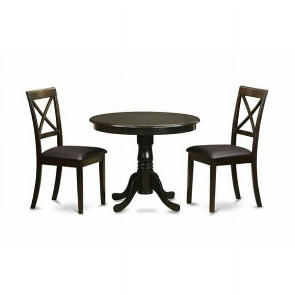 East West Furniture  3 Piece Kitchen Table-Kitchen Table and 4 Dining Chairs - Cappuccino