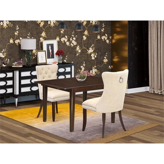 East West Furniture 3 Piece Kitchen Table Set Contains a Rectangle Dining Table with Butterfly Leaf
