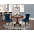 thumbnail image 1 of East West Furniture HBDA3-AWA-29 3 Piece Kitchen Table & Chairs Set Contains a Round Dining Table and 2 Upholstered Parson Chairs, 42x42 Inch, Antique Walnut, 1 of 12