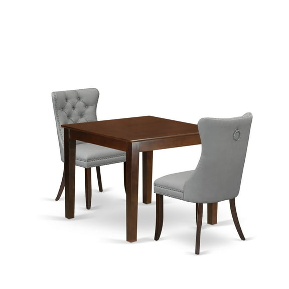 East West Furniture 3 Piece Kitchen Table Set Contains a Square Modern Dining Table