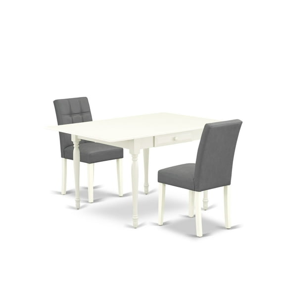 East West Furniture 3 Piece Kitchen Table Set consists A Mid-Century Dining Table