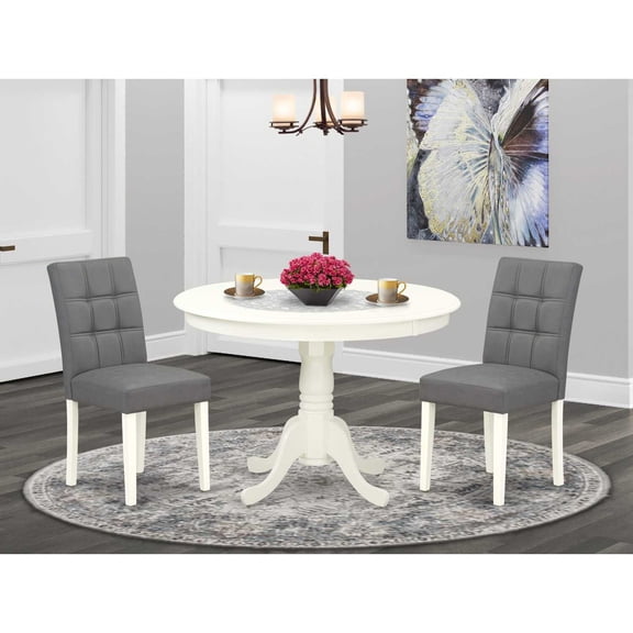 East West Furniture 3 Piece Dinner Table Set consists A Modern Table