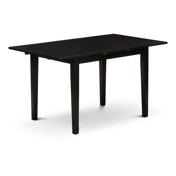 East West Furniture NFDA3-BLK-29 3 Piece Kitchen Table Set Includes a Rectangle Dining Table with Butterfly Leaf and 2 Upholstered Chairs, 32x54 Inch, Black