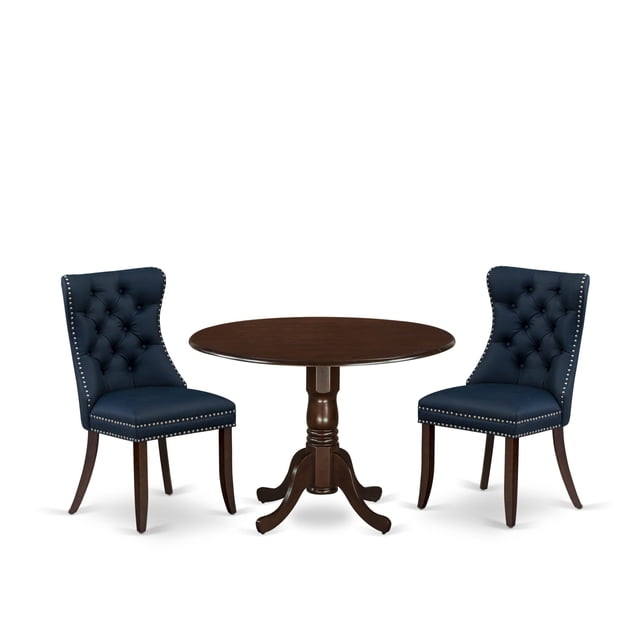East West Furniture 3 Piece Modern Dining Table Set Consists of a Round ...