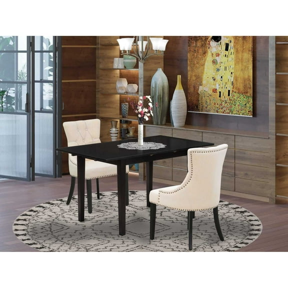 East West Furniture Norfolk 3-piece Wood Dinette Table Set in Black