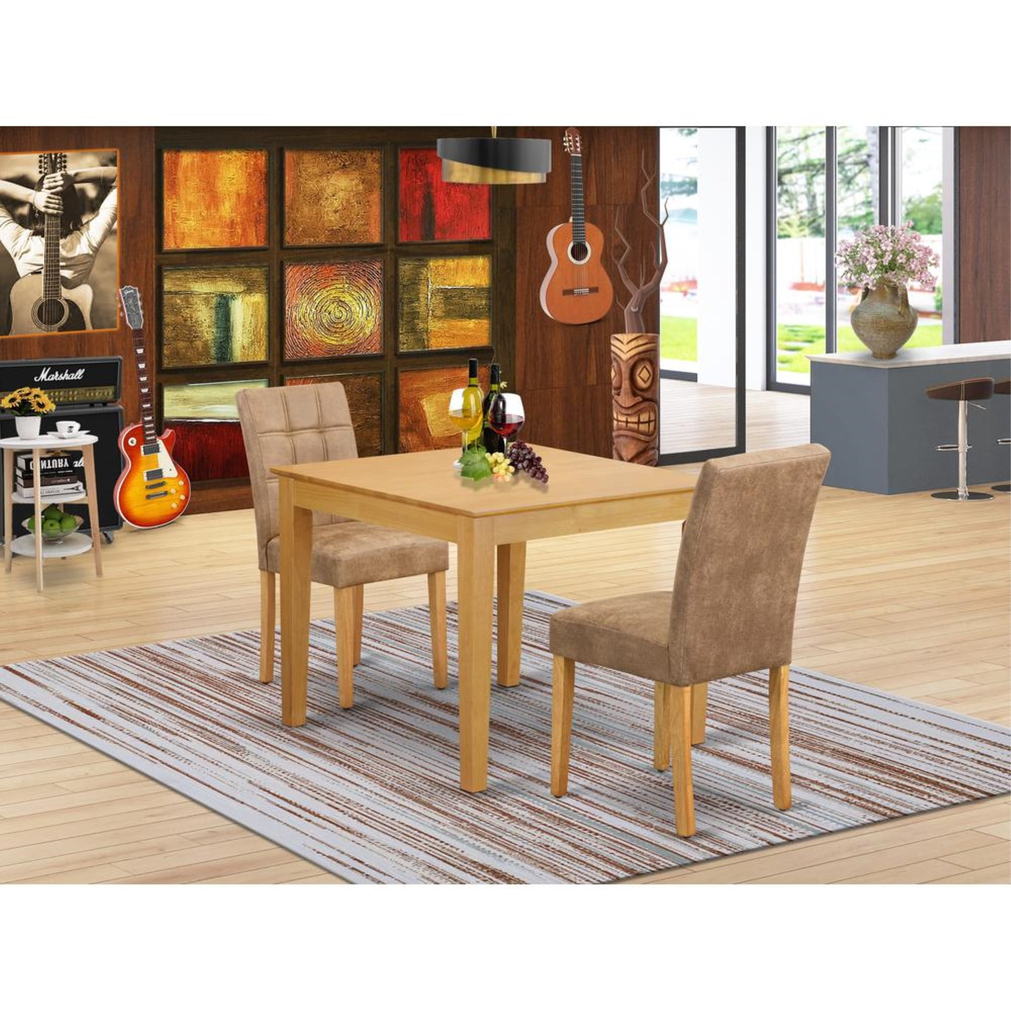 East West Furniture 3 Piece Table Set contain A Modern Kitchen Table ...