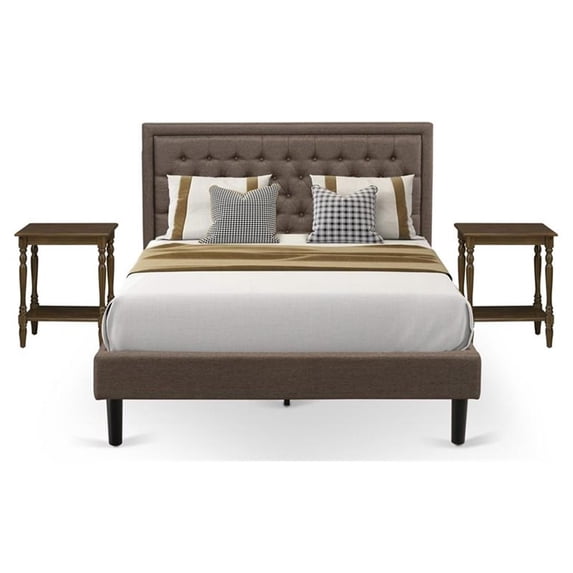 East West Furniture 3-piece Traditional Wood Bed Set in Brown Finish
