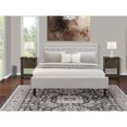 thumbnail image 1 of East West Furniture FN08K-2VL07 3-Piece Platform King Size Bed Set with 1 Wingback Bed and 2 Small End Tables - Mist Beige Linen Fabric, 1 of 8