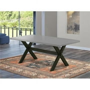 East West Furniture  40 x 72 in. X-Style Dining Table with Wirebrushed Black Leg & Cement Top