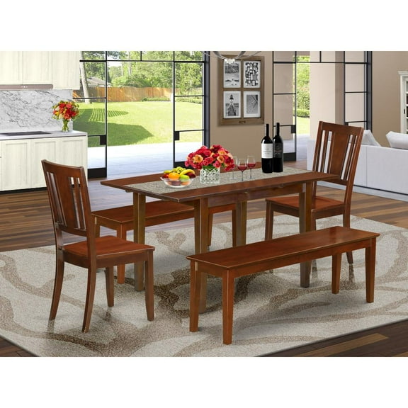 East West Furniture 5  PC  dinette  set  for  small  spaces  -  Table  plus  2  Kitchen  Chairs  and  2  Benches