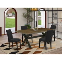 East West Furniture 5-Pc Dinette Set Includes 4 Kitchen Chairs with Upholstered Seat and High Back and a Rectangular Kitchen Dining Table - Black Finish