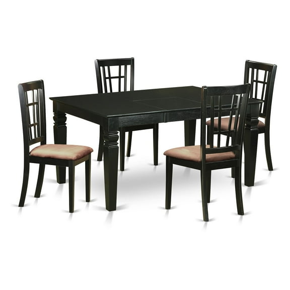 East West Furniture 5-Pc Dinette Set with a Dining Table and 4 Kitchen Chairs in Black and Cherry Finish (Seat's Type Options) WENI5-BCH-C