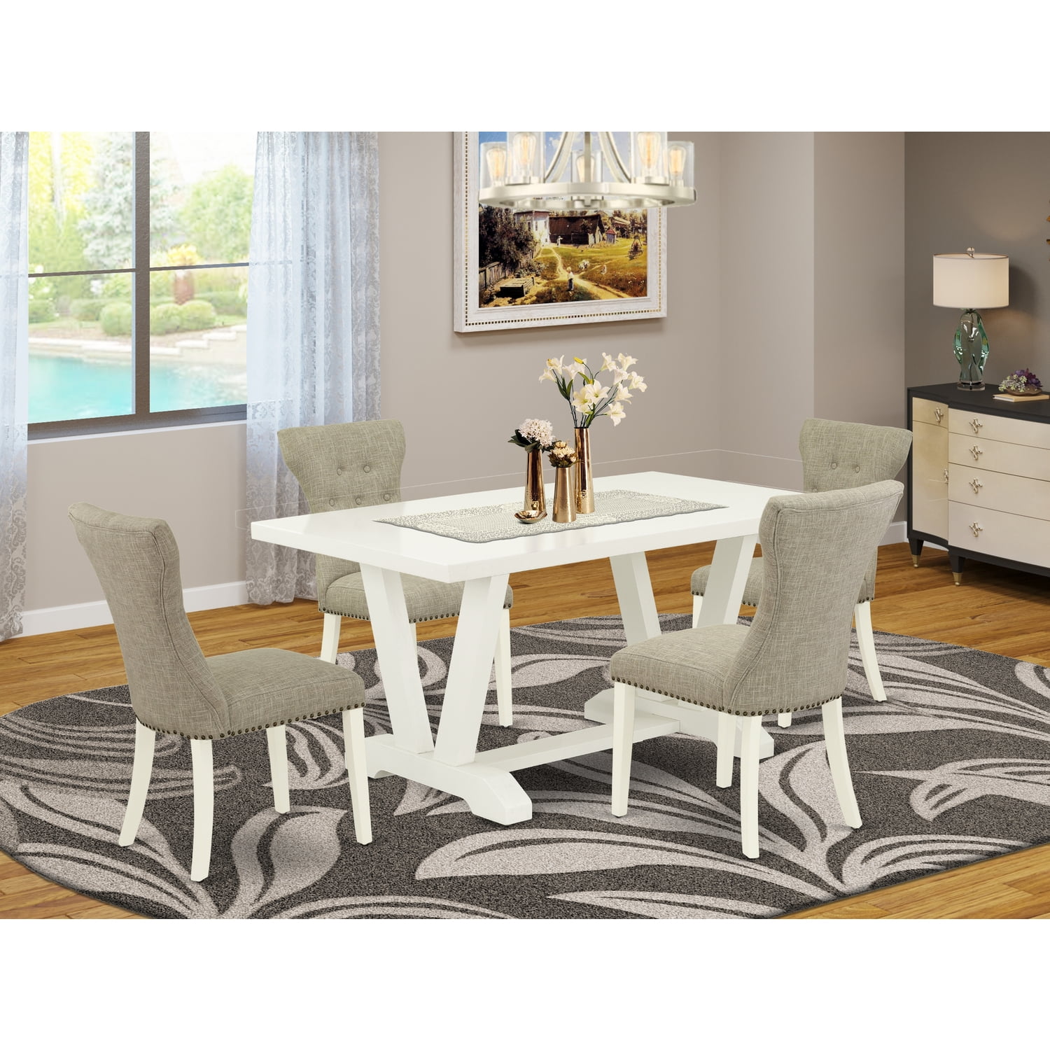 East West Furniture 5Pc Included 4 kitchen parson chairs and