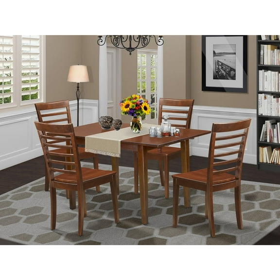 5 Piece kitchen table Set - Table with a 12in Leaf and 4 kitchen dining chairs