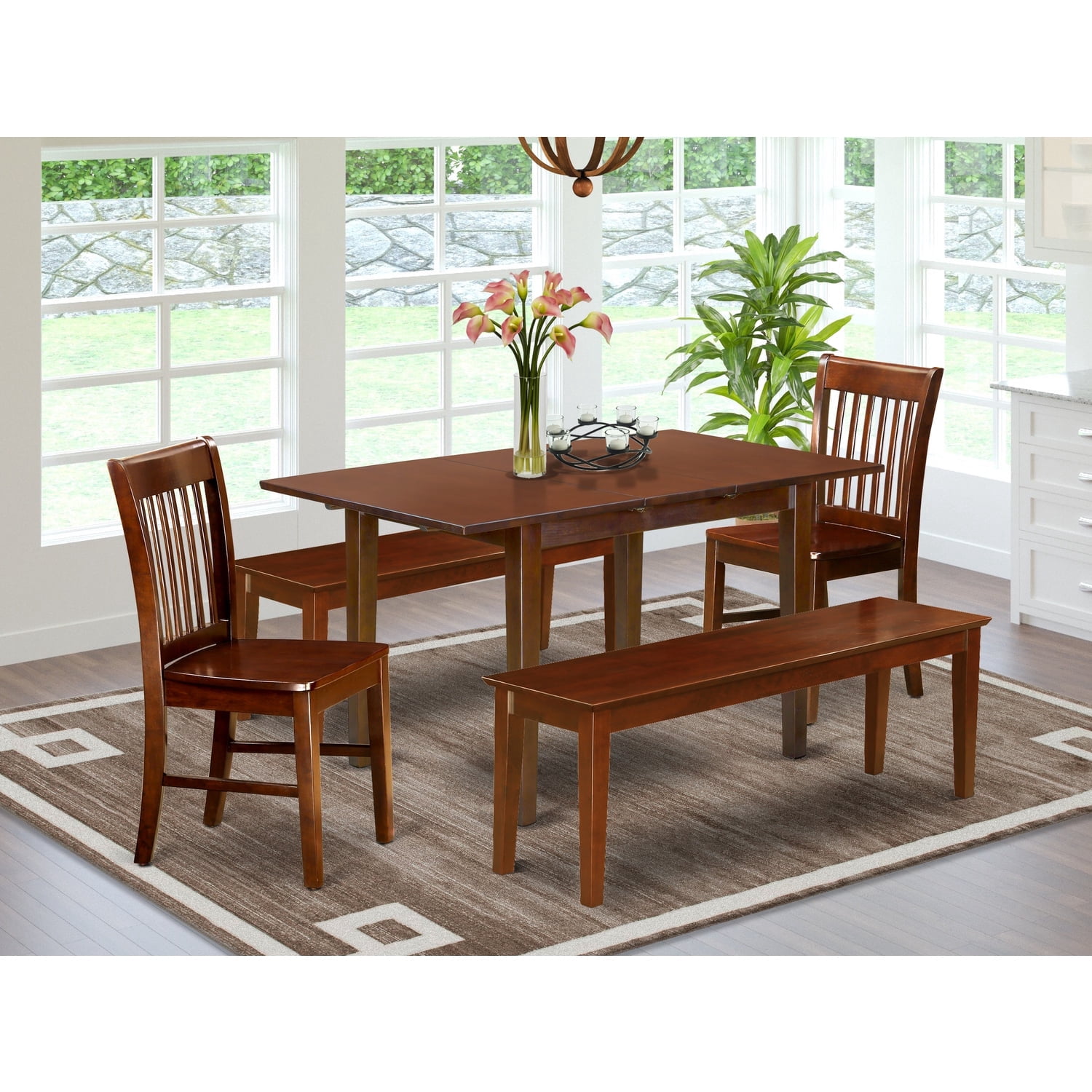 East West Furniture 5 Pc Dining Dinette Set for Small Spaces - Wooden ...