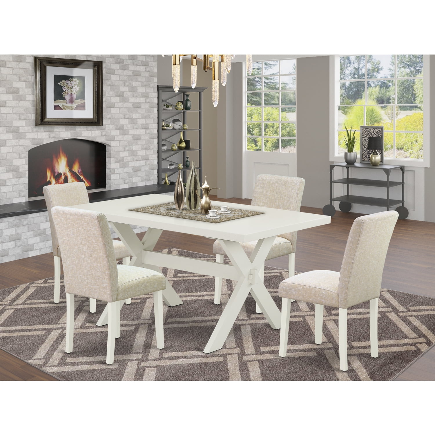 East West Furniture 5Pc Rectangular Dining Table Set Included 4 Parson