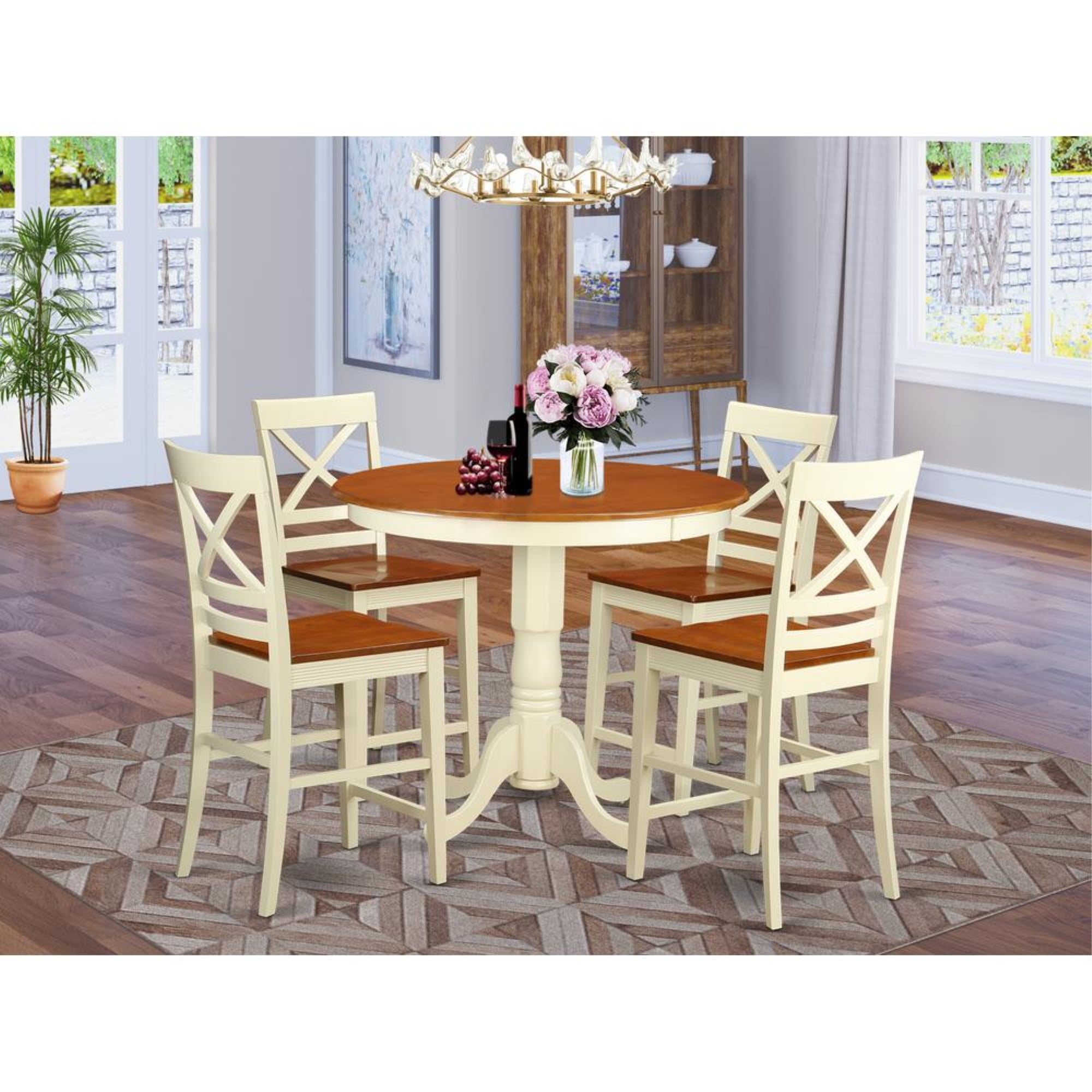 East West Furniture 5 Pc counter height Dining room set-pub Table and 4 ...
