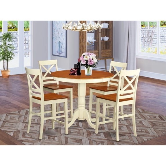 East West Furniture 5 Pc counter height Dining room set-pub Table and 4 counter height Chairs